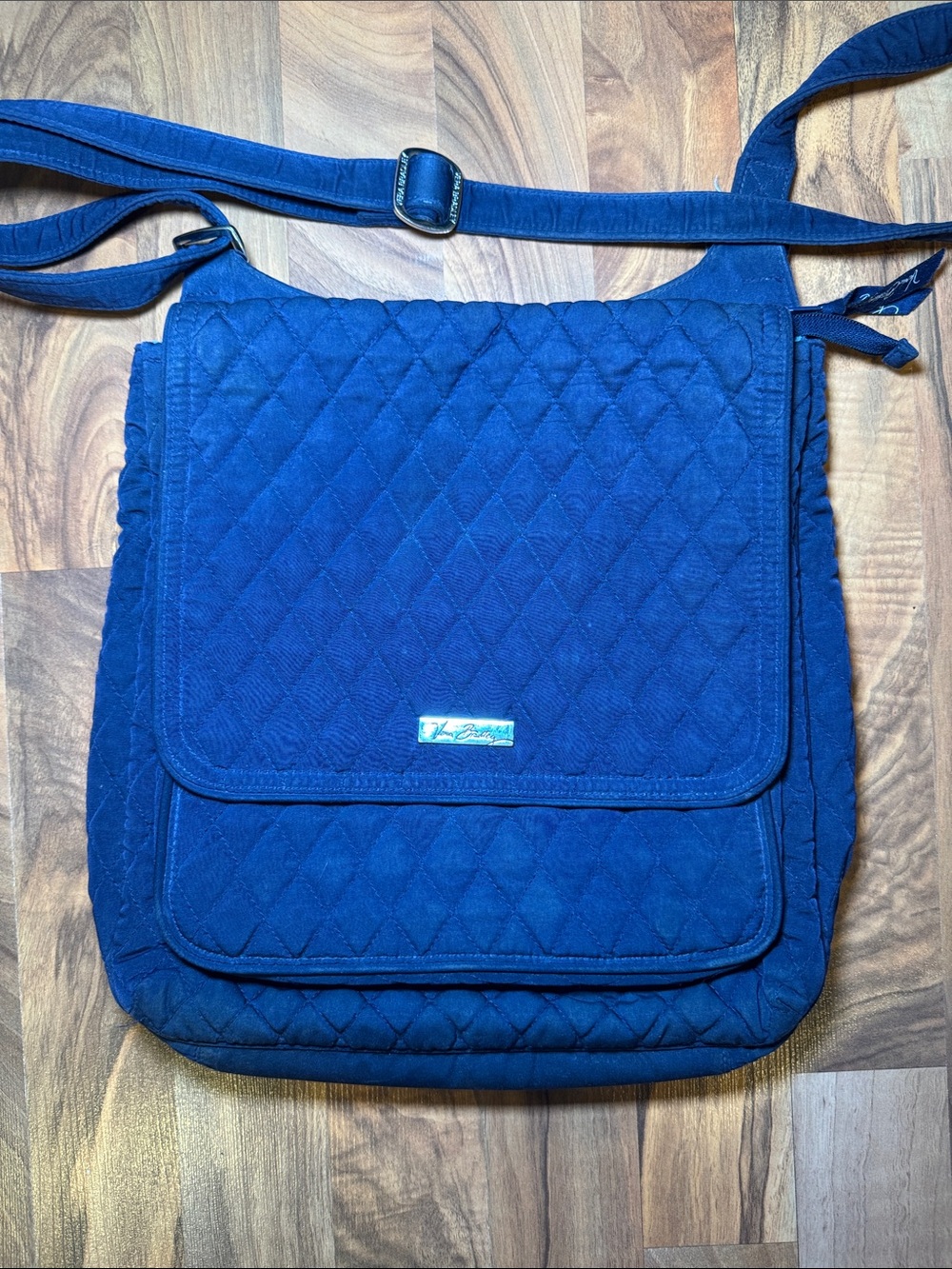 Vera Bradley Quilted Navy Blue Crossbody Bag with Front Flap